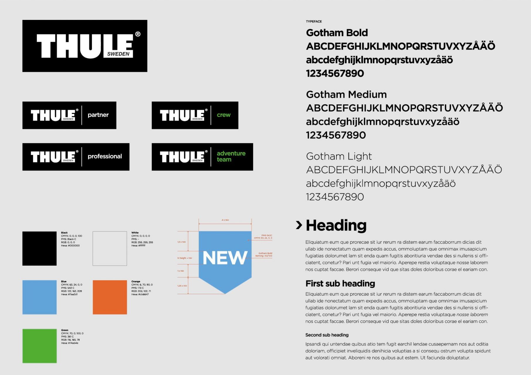 Thule grafisk profil med logotyp, typsnitt och färgval