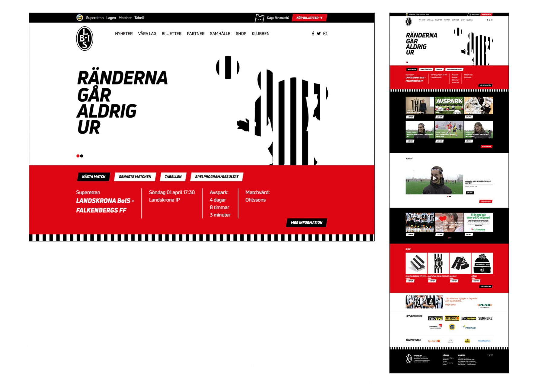 Landskrona bois hemsida med ny grafisk profil